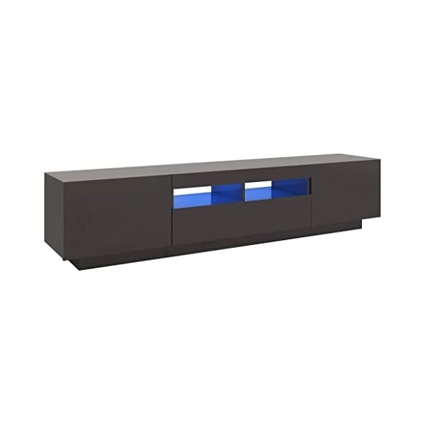 vidaXL Meuble TV avec Lumières LED Armoire Basse Centre de Divertissement Meuble Stéréo Salon Salle de Séjour Maison Intérieu