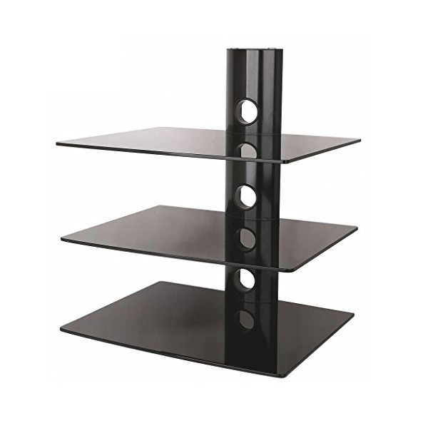 art Étagère Murale en Verre pour Lecteur DVD, Hi-FI, Consoles de Jeux jusquà 30 kg