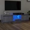 Keyur Meuble TV, Banc TV Buffet Bas Support de Télévision Meuble Télé Meuble TV avec lumières LED Gris béton 140x40x35,5 cm