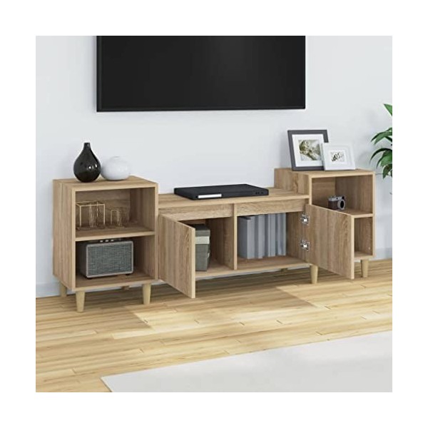 Hovothy Meuble TV Chêne Sonoma 160x35x55 cm Bois dingénierie Armoire Télévision Décoration Salon Intérieure Dessus Robuste V