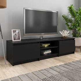 Annlera Meuble TV Noir 140x40x35,5 cm Aggloméré Classique Banc TV Décorer Pièce Minimaliste Armoire TV Fonction daffichage C