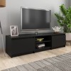 Annlera Meuble TV Noir 140x40x35,5 cm Aggloméré Classique Banc TV Décorer Pièce Minimaliste Armoire TV Fonction daffichage C