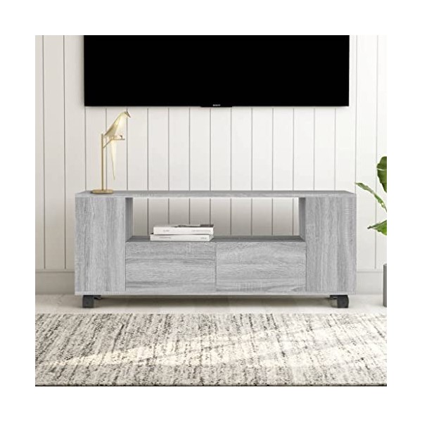 Maxspace TV Meuble, Meuble Tele, Meuble TV Chambre, Meuble TV IindustrielSonoma Gris 120x35x48 cm Bois dingénierieConvient à