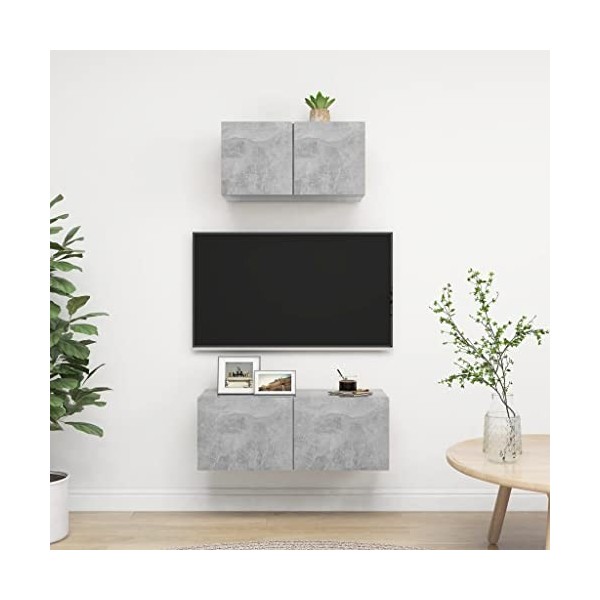 VEEKI Meuble TV, Meuble TV Suspendu, Meuble, Meuble TV avec Rangement，Meuble Industriel, Convient pour Salon ou Chambre, Ense