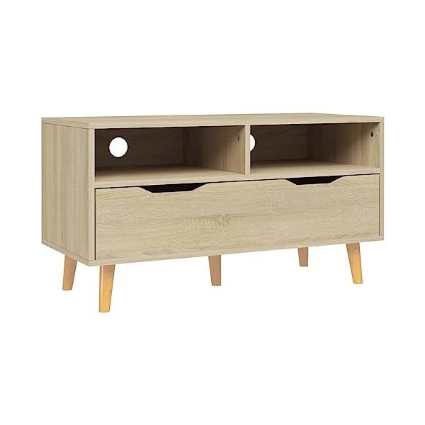 VEEKI Meuble TV, Meuble TV Suspendu, Meuble TV Blanc, Meuble TV Industriel, Meubles de Salon, Salon, Chambre, Cadre en Acier,