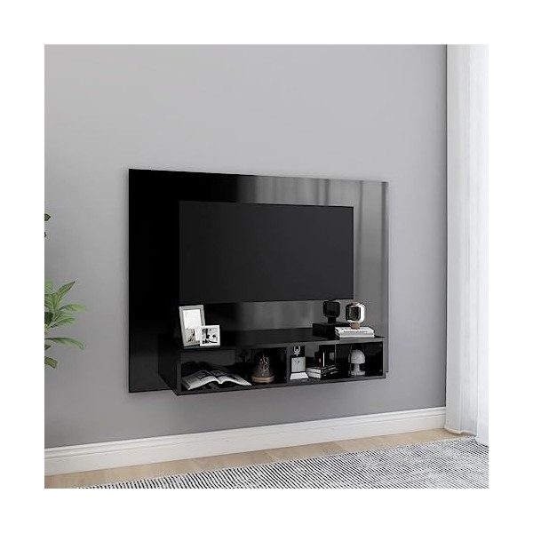 VEEKI Meuble TV, Meuble TV Suspendu, Meuble TV Blanc, Meuble TV Industriel, Meubles de Salon, Salon, Chambre, Cadre en Acier,