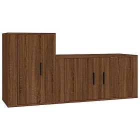 Ensemble de Meubles TV 2 pcs Chêne Marron Bois dingénierie - Table TV Support de Télévision en Bois pour Salon Chambre Salle