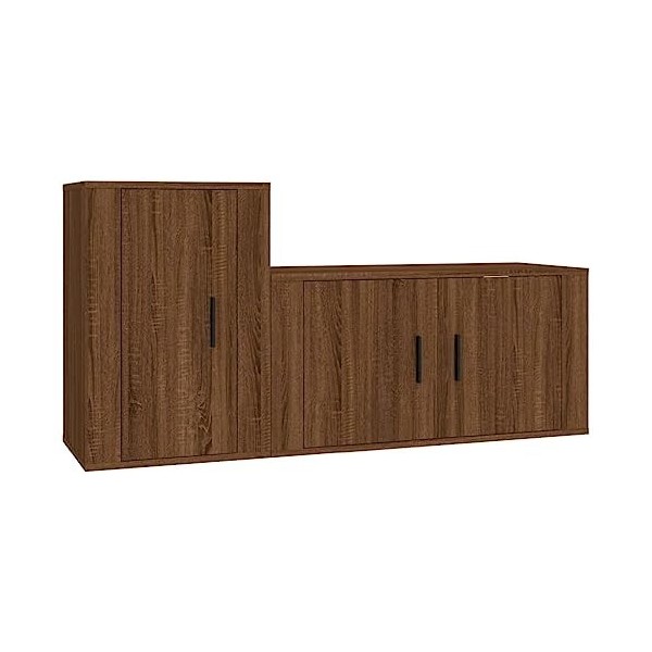 Ensemble de Meubles TV 2 pcs Chêne Marron Bois dingénierie - Table TV Support de Télévision en Bois pour Salon Chambre Salle