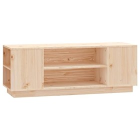Lechnical Meuble TV pour meuble TV moderne, meuble TV salon, meuble TV 110 x 35 x 40,5 cm en bois massif de pin Cc