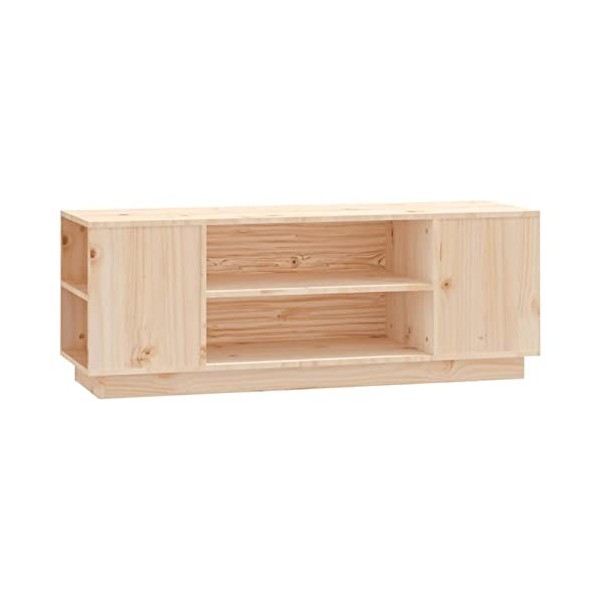 Lechnical Meuble TV pour meuble TV moderne, meuble TV salon, meuble TV 110 x 35 x 40,5 cm en bois massif de pin Cc