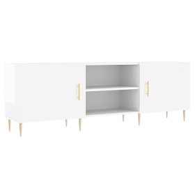 Hovothy Meuble TV Blanc Brillant 150x30x50 cm Bois dingénierie Unité Télévision avec Surface Lisse Tendance Meuble de Salon 