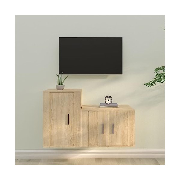 VEEKI Meuble TV, Meuble TV Suspendu, Meuble TV Industriel, Meuble TV Bois, Meuble Chambre, Convient pour Salon ou Chambre, En