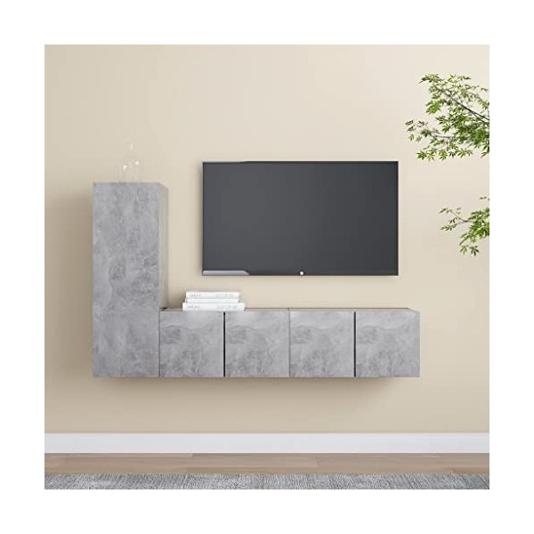 Générique Ensemble de Meuble TV 3 pcs Gris béton Aggloméré,33.5 KG,3079093, Meubles, Meubles TV