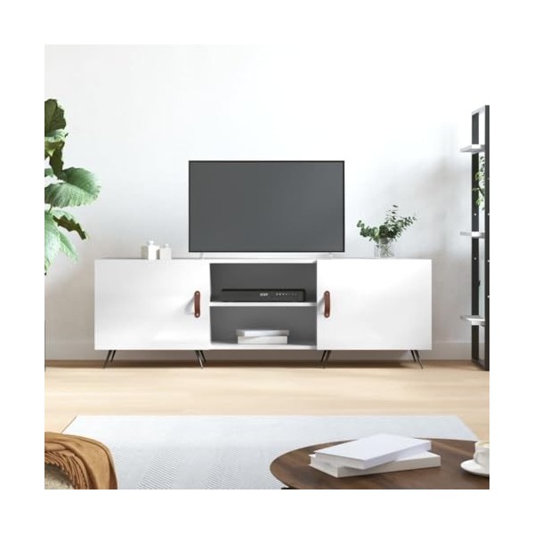 Générique Meuble TV Blanc Brillant 150x30x50 cm Bois dingénierie,24.9 KG,829070, Meubles, Meubles TV