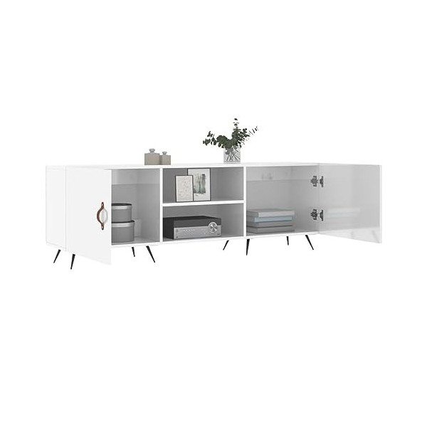 Générique Meuble TV Blanc Brillant 150x30x50 cm Bois dingénierie,24.9 KG,829070, Meubles, Meubles TV