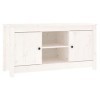 FAMIROSA Meuble TV Blanc 103x36,5x52 cm Bois de pin Massif 13.7KG 