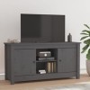 FAMIROSA Meuble TV Gris 103x36,5x52 cm Bois de pin Massif 13.7KG 
