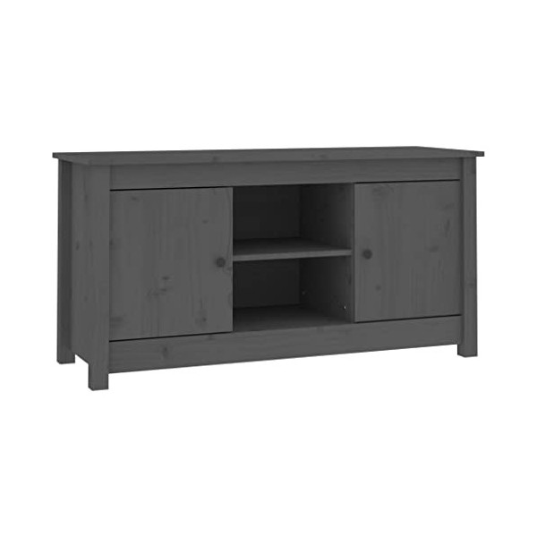 FAMIROSA Meuble TV Gris 103x36,5x52 cm Bois de pin Massif 13.7KG 