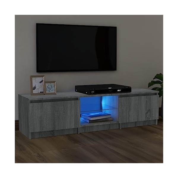 FAMIROSA Meuble TV avec lumières LED Sonoma Gris 140x40x35,5 cm 27.4KG -5712