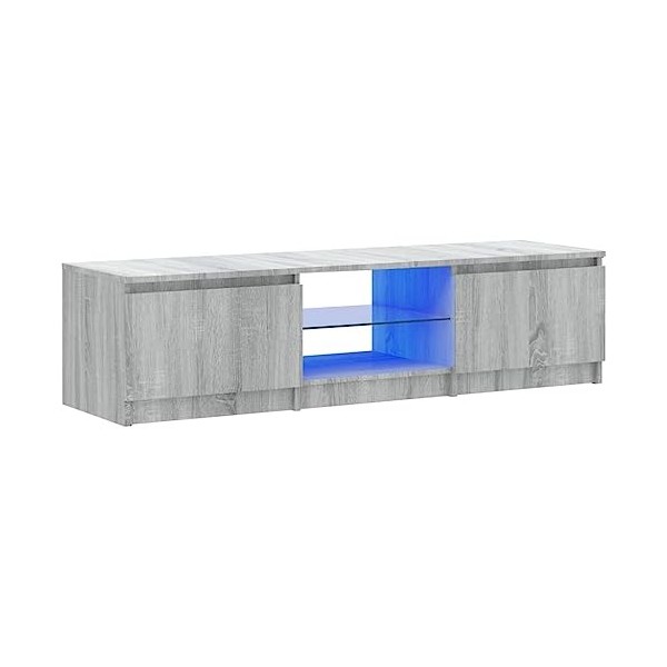 FAMIROSA Meuble TV avec lumières LED Sonoma Gris 140x40x35,5 cm 27.4KG -5712