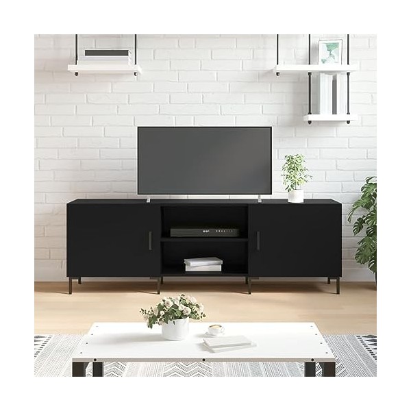 FAMIROSA Meuble TV Noir 150x30x50 cm Bois dingénierie 25KG -9101