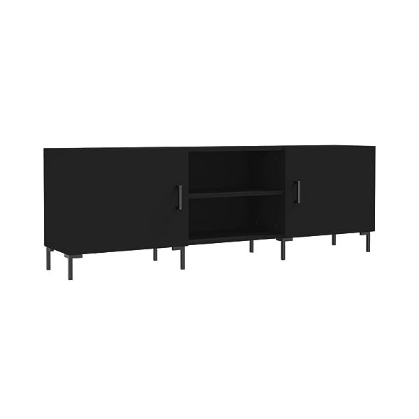 FAMIROSA Meuble TV Noir 150x30x50 cm Bois dingénierie 25KG -9101