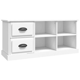 Metrile Meuble TV bas pour salon - 102 x 35,5 x 47,5 cm - Blanc