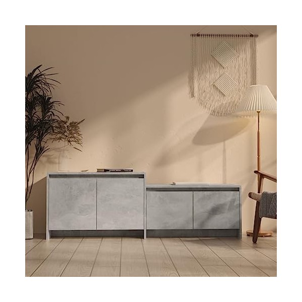 Meuble TV Gris béton 146,5x35x50 cm Aggloméré