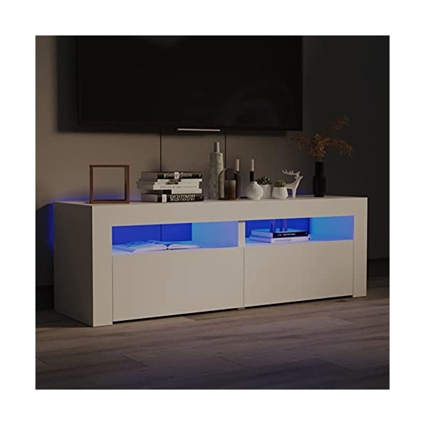 Camerina Meuble TV avec lumières LED Blanc 120x35x40 cm,Meuble TV,Meuble TV Moderne,Meuble de Salon87