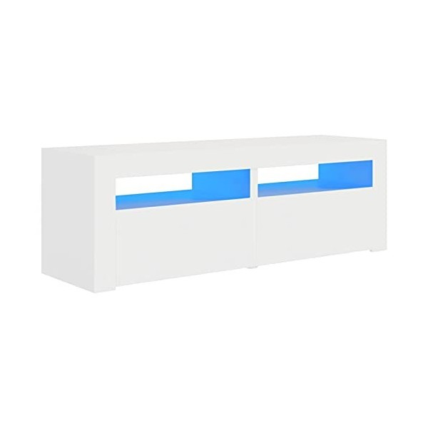 Camerina Meuble TV avec lumières LED Blanc 120x35x40 cm,Meuble TV,Meuble TV Moderne,Meuble de Salon87
