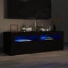 ZEYUAN Meuble TV avec lumières LED Noir 120x35x40 cm,Meuble TV,Meuble TV Moderne,Meuble de Salon