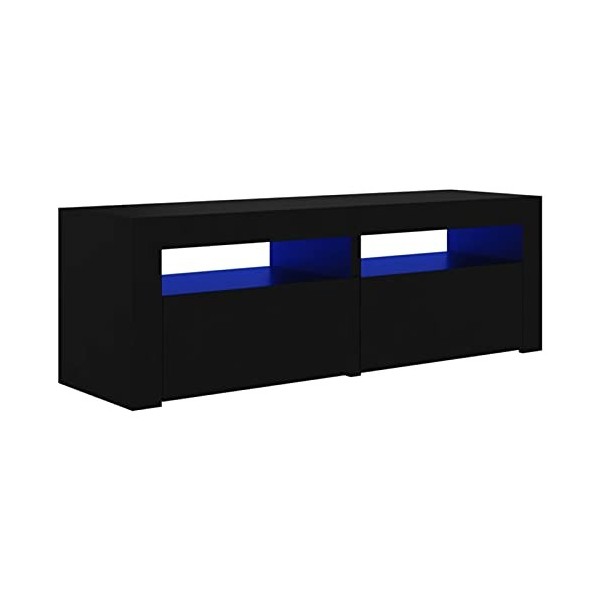 ZEYUAN Meuble TV avec lumières LED Noir 120x35x40 cm,Meuble TV,Meuble TV Moderne,Meuble de Salon