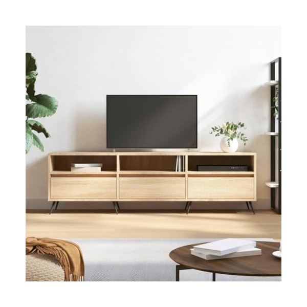 heybb Meuble TV chêne Sonoma 150x30x44,5 cm Bois dingénierie,Meuble TV Longueur,Meuble Bas Salon,Meubles De Salon TV