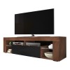 Selsey Hugo - Meuble TV/Banc TV 140 cm sans LED, Noyer Caravaggio/Noir Brillant 
