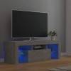 FIRBNUS Meuble TV avec Lumières LED Gris Béton 120x35x40 cm Aggloméré Armoire Média Salon Amplement d’Espace pour Garder et O