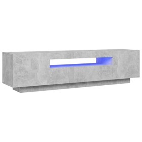 Lechnical Meuble TV, meuble de télévision, buffet multimédia, meuble TV salon, meuble TV avec lumières LED gris ciment 160 x 