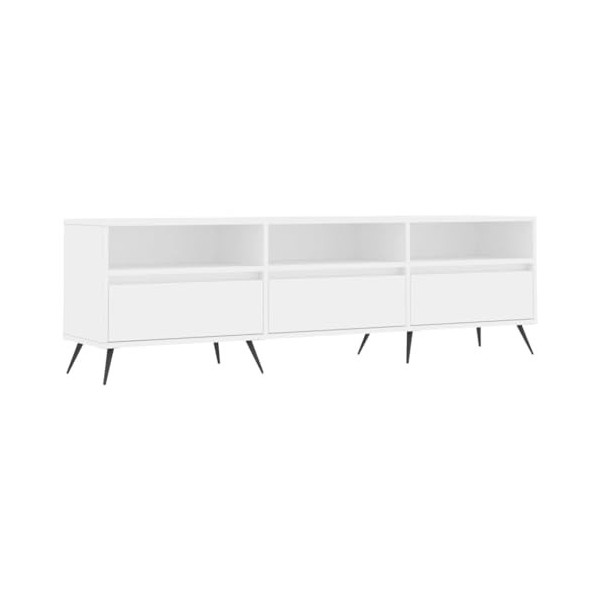 Meuble TV Blanc 150x30x44,5 cm Bois dingénierie - Banc TV, Meuble TV Suspendu, Convient pour Salon ou Chambre