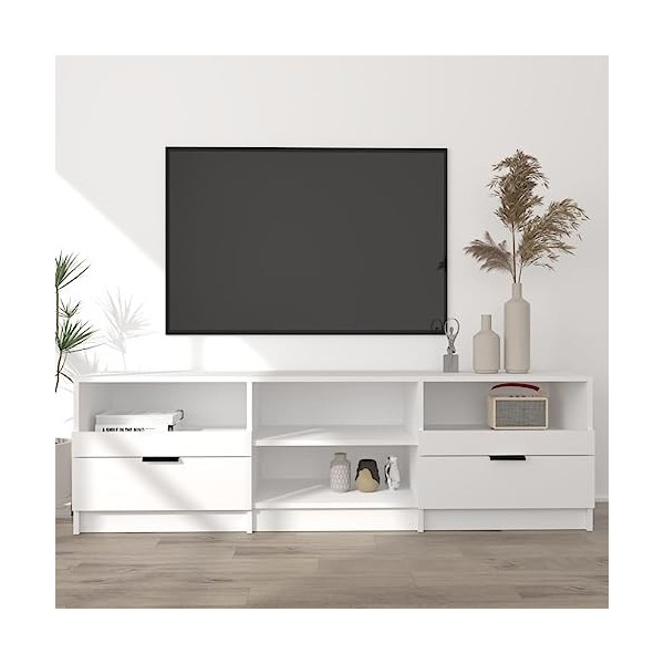 VEEKI Meuble TV, Meuble TV Suspendu, Meuble TV Industriel, Meuble TV Bois, Meuble Chambre, Convient pour Salon ou Chambre, Bl