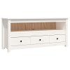 vidaXL Meuble TV Blanc 114x35x52 cm Bois de pin Massif