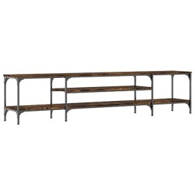 Hovothy Meuble TV Chêne Fumé 201x35x45 cm Bois dingénierie et Fer Buffet TV Industriel Meuble de Salon Résistance à lhumidi