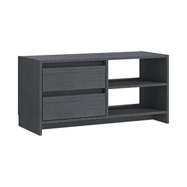 Meuble TV Gris 80x31x39 cm Bois de pin massif