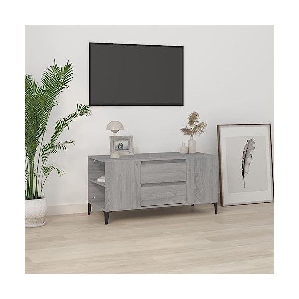 FAMIROSA Meuble TV Sonoma Gris 102x44,5x50 cm Bois dingénierie 29.1KG 