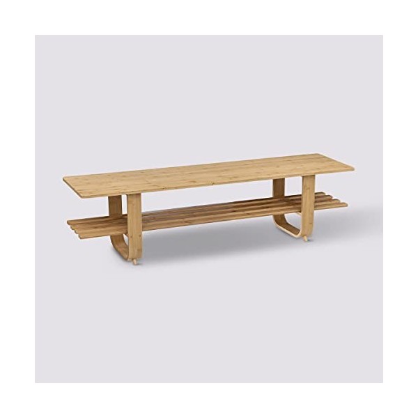 Meuble TV en bambou coloris naturel - longueur 140 x Profondeur 38 x Hauteur 36 cm -PEGANE-