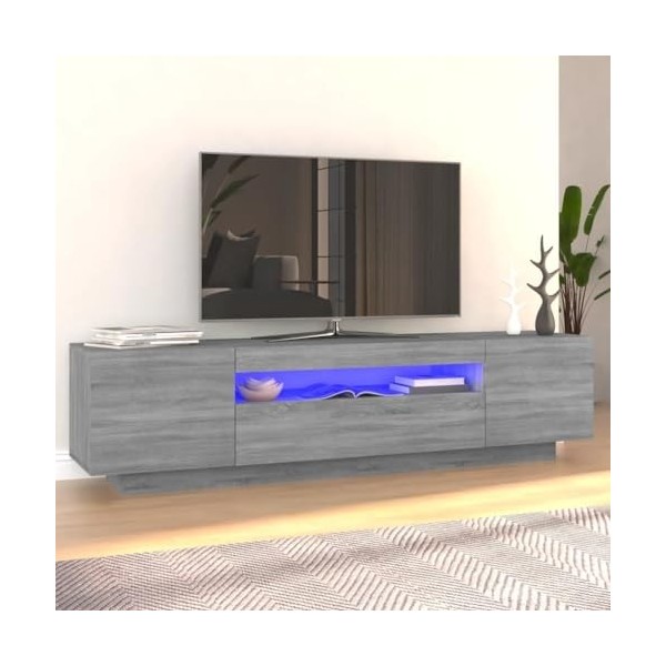 Meuble TV avec lumières LED Sonoma Gris 160x35x40 cm - Meuble TV sur Salle de Séjour, Salon et Chambre à Coucher