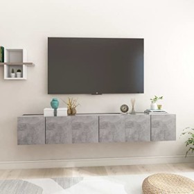 Keyur Meuble TV Suspendu, Meuble TV Mural Design Étagère Murale pour Télévision Meubles TV Suspendus 3 pcs Gris béton 60x30x3