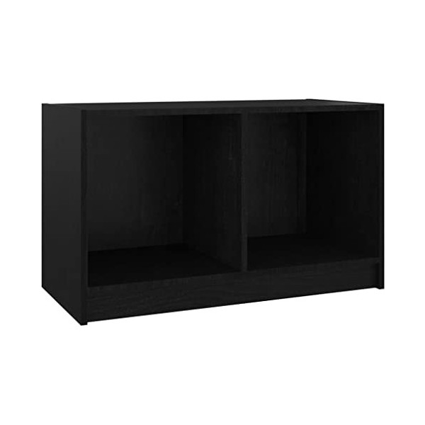 Meuble TV en pin massif noir 70 x 33 x 42 cm