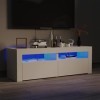 Meuble TV avec lumières LED Blanc Brillant 120x35x40 cm - Meuble TV sur Salle de Séjour, Salon et Chambre à Coucher