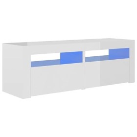 Meuble TV avec lumières LED Blanc Brillant 120x35x40 cm - Meuble TV sur Salle de Séjour, Salon et Chambre à Coucher
