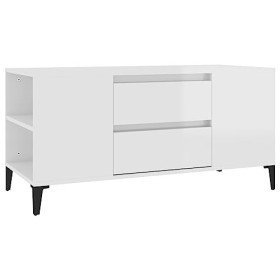 FAMIROSA Meuble TV Blanc Brillant 102x44,5x50 cm Bois dingénierie 28.5KG 