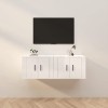 Camerina Meubles TV muraux 2 pcs Blanc Brillant 57x34,5x40 cm,Meuble TV,Table Basse Salon Meuble TV,Table Basse LED Couleurs